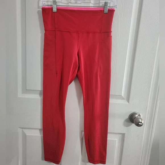 Athleta Revolution lazer cut 7/8 tight Powervita red athleisure woman small - Picture 5 of 16